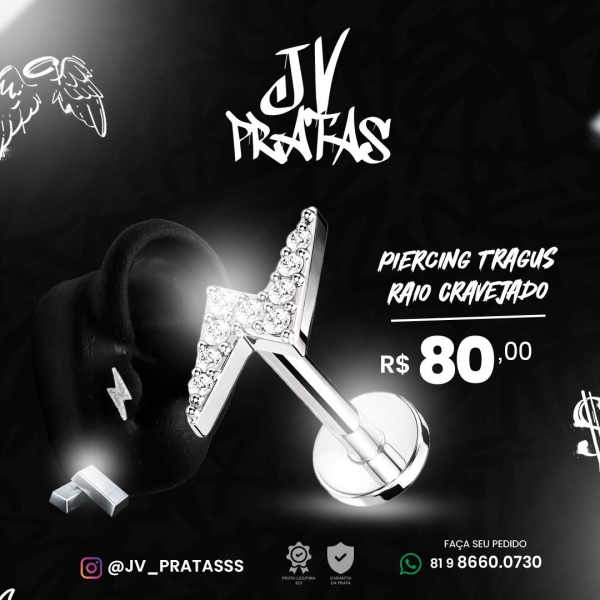 Piercing Raio Cravejado
