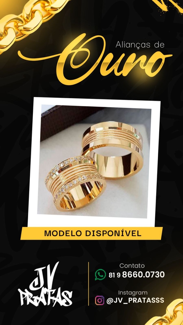 Aliança de Ouro Cravejada mod.3