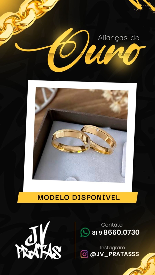 Aliança de Ouro Cravejada Mod.5